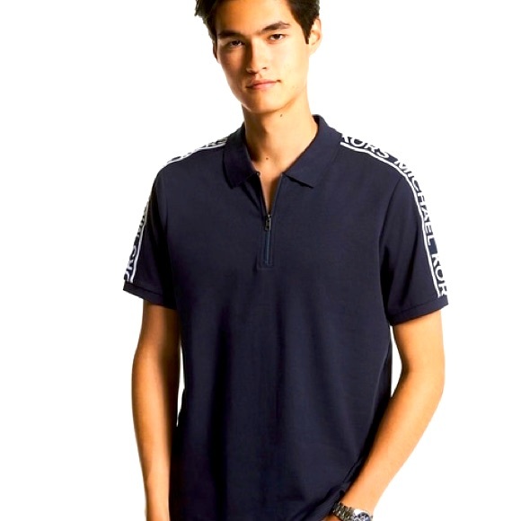 Michael Kors Cotton Polo T-shirt with Side Logo Taping - Picture 1 of 8